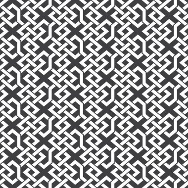 Örgülü şeritlerin kusursuz kesişme şekli. Soyut Kelt süs dokusu. Web ya da baskı tasarımı için moda geometrik arka planı. Örnekler iliştirildi.