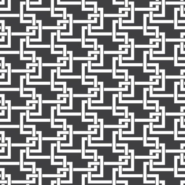 Kesişen çizgilerin soyut ve kusursuz deseni. Siyah arkaplanda beyaz çizgiler.