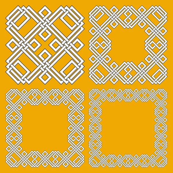 Set Von Magischen Knotenrahmen Quadratische Dekorative Logoelemente Mit Streifen Flechtung — Stockvektor