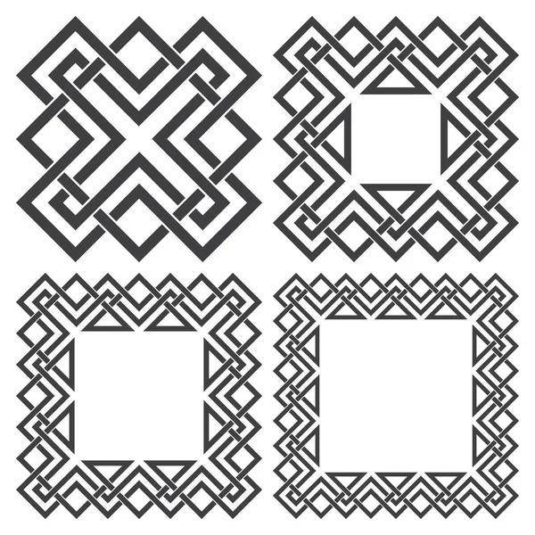 Conjunto Marcos Cuadrados Patrones Rectangulares Elementos Decorativos Para Diseño Con — Archivo Imágenes Vectoriales