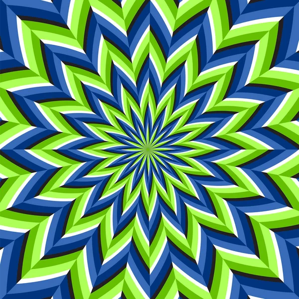 Optical Motion Illusion Vector Background Green Blue Abstract Flower Move — Stock Vector