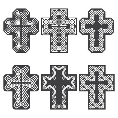 Kelt örgüsü tarzında altı haç seti.