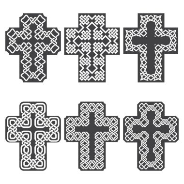 Kelt örgüsü tarzında altı haç seti.