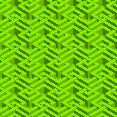 İzometrik, pürüzsüz desen. Soyut illüzyon sonsuz süs dokusu. Web ya da yazıcı tasarımı için üç boyutlu arkaplan. Örnekleme eklendi.