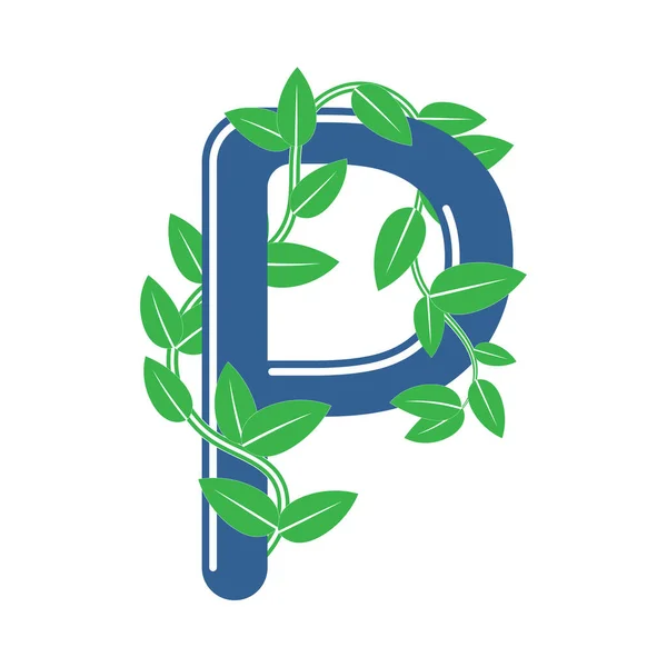 Letter Bloemenstijl Met Een Tak Bladeren Sjabloon Element Voor Logo — Stockvector