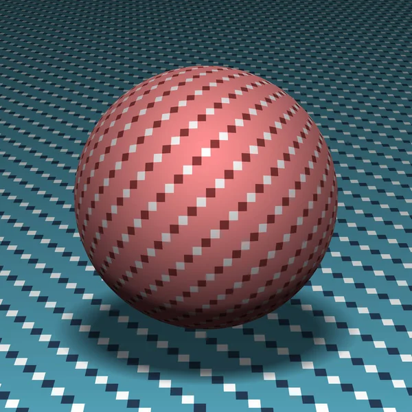 球体は表面上を移動します 赤と青のテクスチャを移動する抽象オブジェクト ベクトル光錯視図 — ストックベクタ