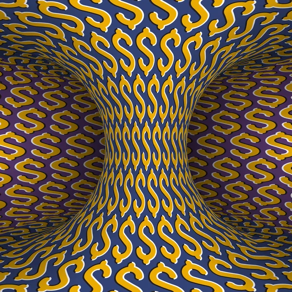 Roterande Torus Dollartecken Vektor Yrsel Rörlig Optisk Illusion Illustration — Stock vektor