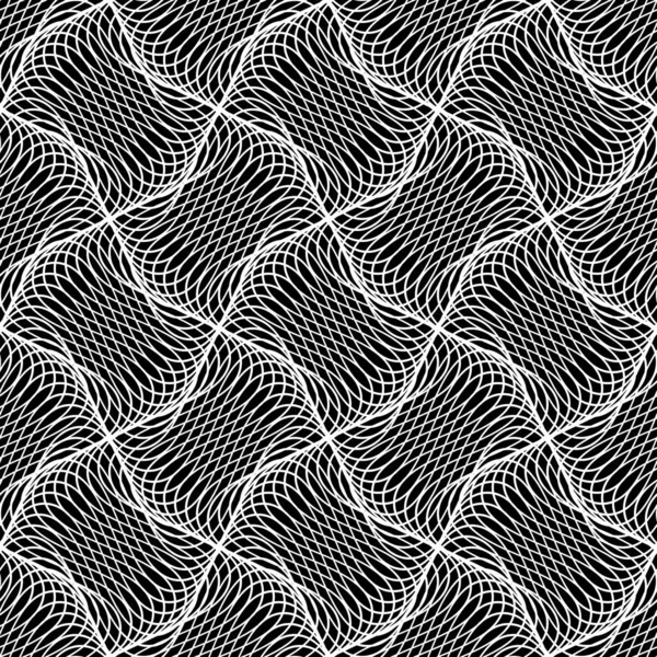 Векторний Монохромний Безшовний Візерунок Абстрактна Текстура Мотузки Білих Ліній Шпалер — стоковий вектор