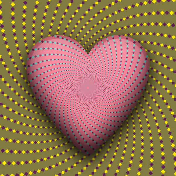 Hjärtat Slår Optisk Illusion Vektor Trippy Rörlig Abstraktion — Stock vektor