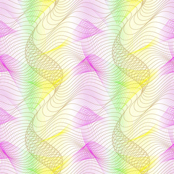 混沌としたカラフルな線のベクトルムーア繰り返しパターン 壁紙デザインのための抽象巻きテクスチャ — ストックベクタ