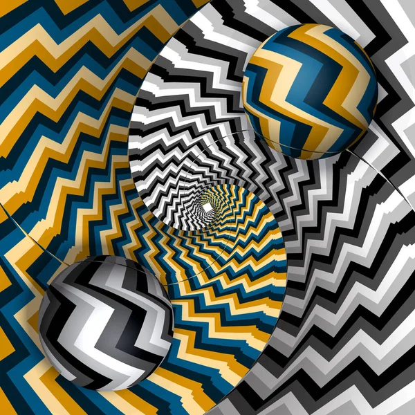 Bile Spirală Culoare Fluxuri Monocrome Mutarea Iluziei Optice Abstractizare Vectorială — Vector de stoc