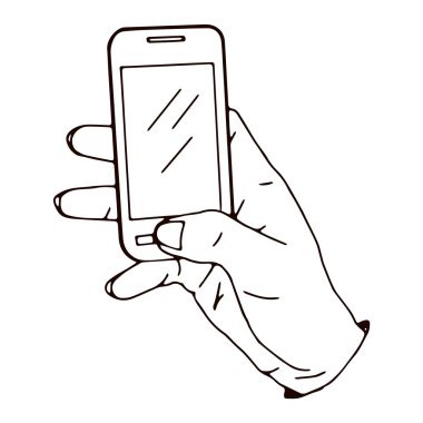 Akıllı telefon elinde.
