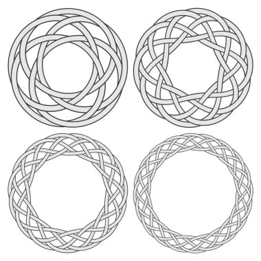 4 circular decorative elements with stripes braiding clipart
