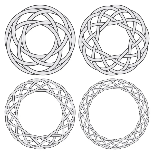 4 circular decorative elements with stripes braiding — Stock Vector