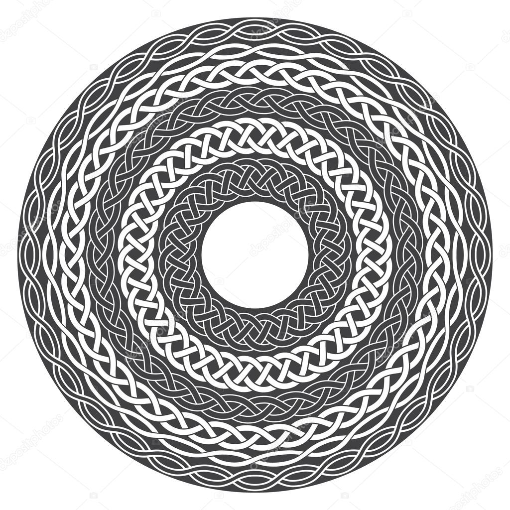 Mandala in esoteric style. Set of isolated rings of celtic braids. Decorative elements for your design.