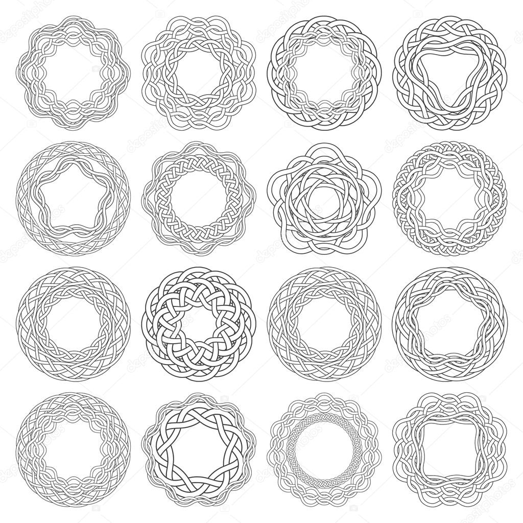 16 circular decorative elements with stripes braiding