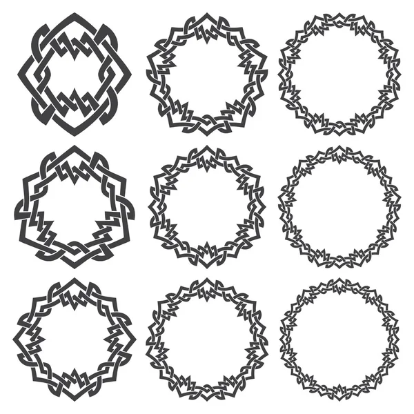 Nueve elementos decorativos circulares para el diseño — Archivo Imágenes Vectoriales