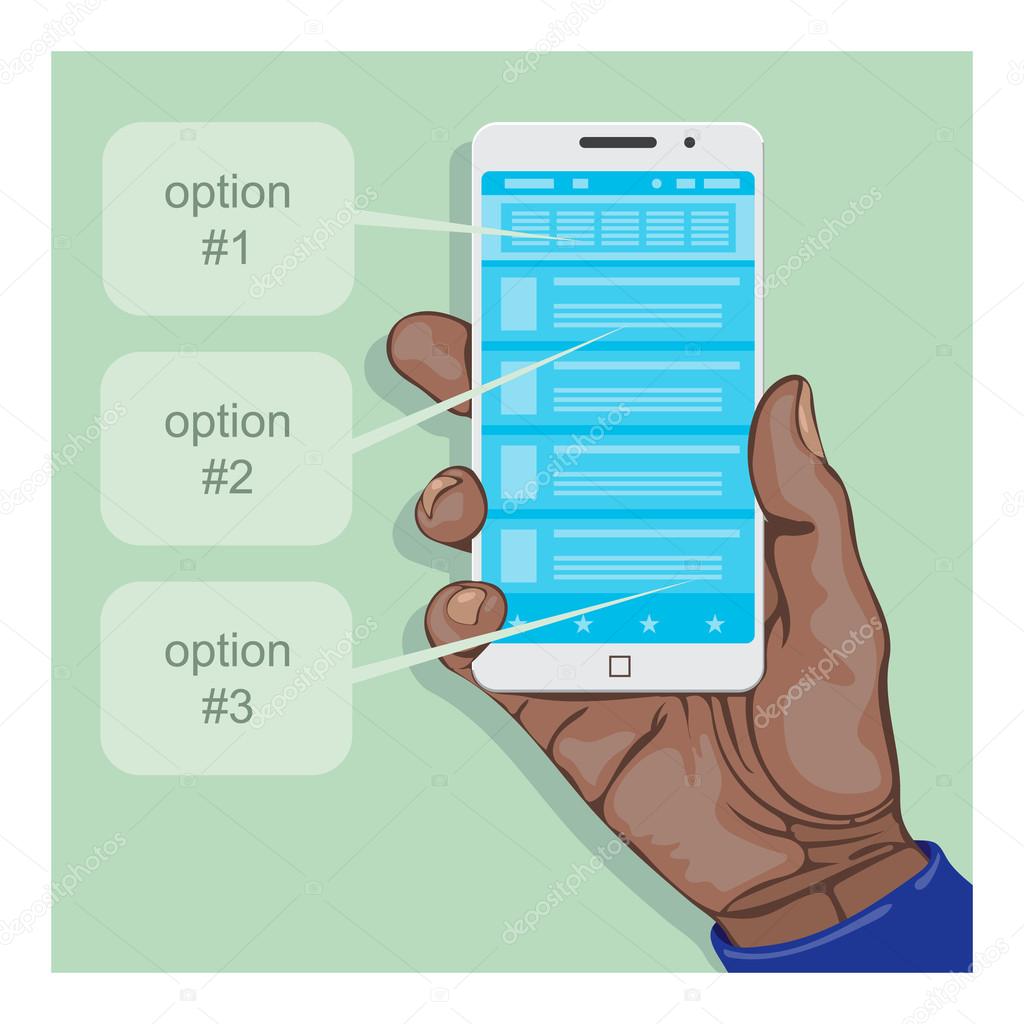 Hand holding a smartphone with some mobile application
