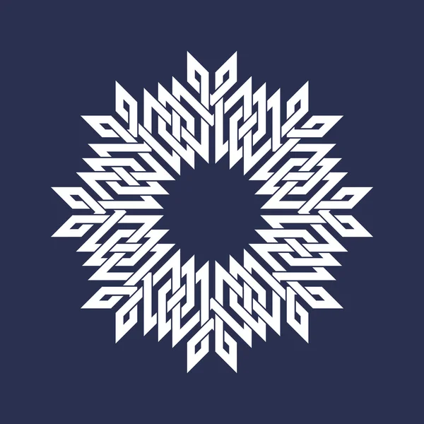 Mandala in Schneeflocken-Form auf dunklem Hintergrund. — Stockvektor