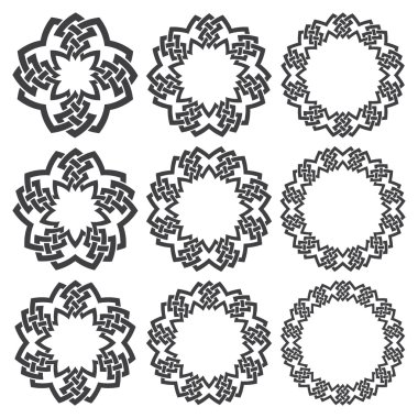 Dokuz dairesel dekoratif elemanları