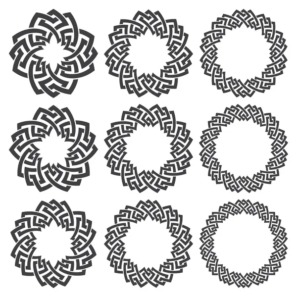 Devět kruhové dekorativní prvky — Stockový vektor