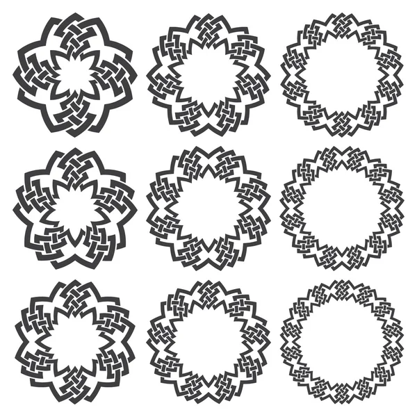 Nove elementos decorativos circulares — Vetor de Stock