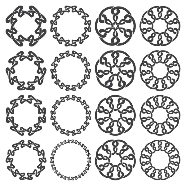 Set di cornici per etichette annodate in stile celtico — Vettoriale Stock