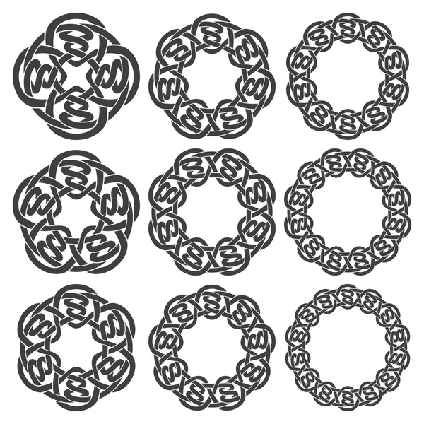 Negen cirkelvormige decoratieve elementen — Stockvector