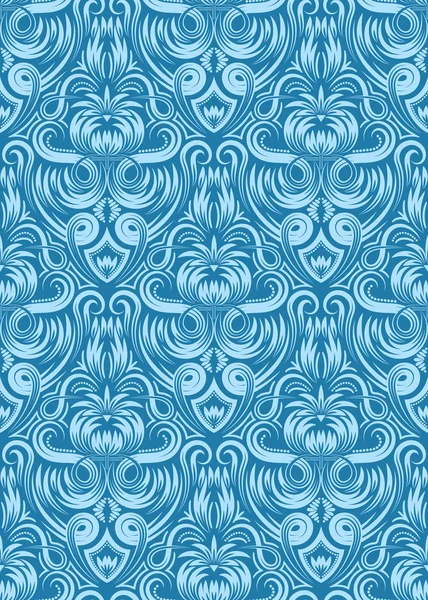 Patrón sin costura de damasco azul — Archivo Imágenes Vectoriales
