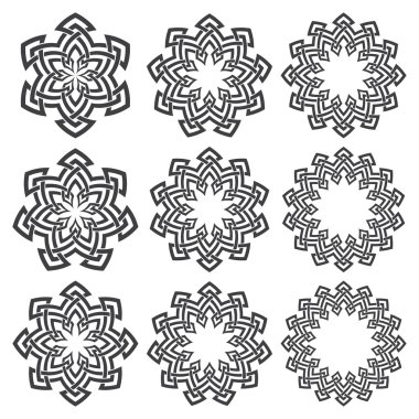 Dokuz dekoratif logo elemanları tasarımı için örgü çizgili