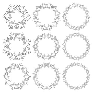 Dokuz dekoratif logo elemanları tasarımı için örgü çizgili