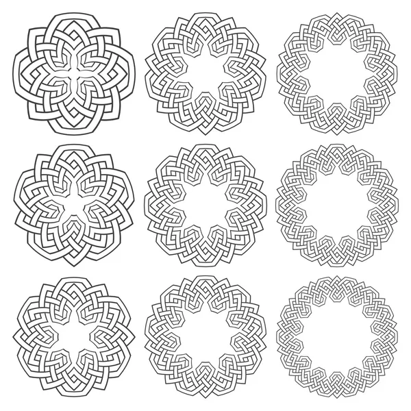 Dokuz dekoratif logo elemanları tasarımı için örgü çizgili — Stok Vektör