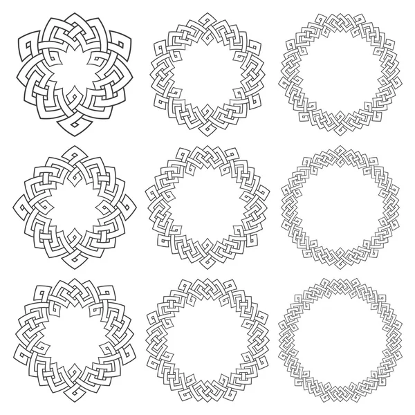 デザイン編みのストライプと 9 つの装飾的なロゴの要素 — ストックベクタ