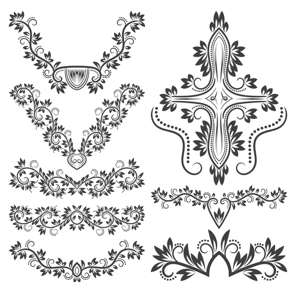 Diseño conjunto de elementos ornamentales — Vector de stock