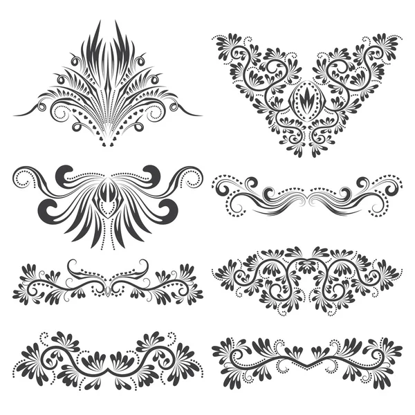 Diseño conjunto de elementos ornamentales — Vector de stock
