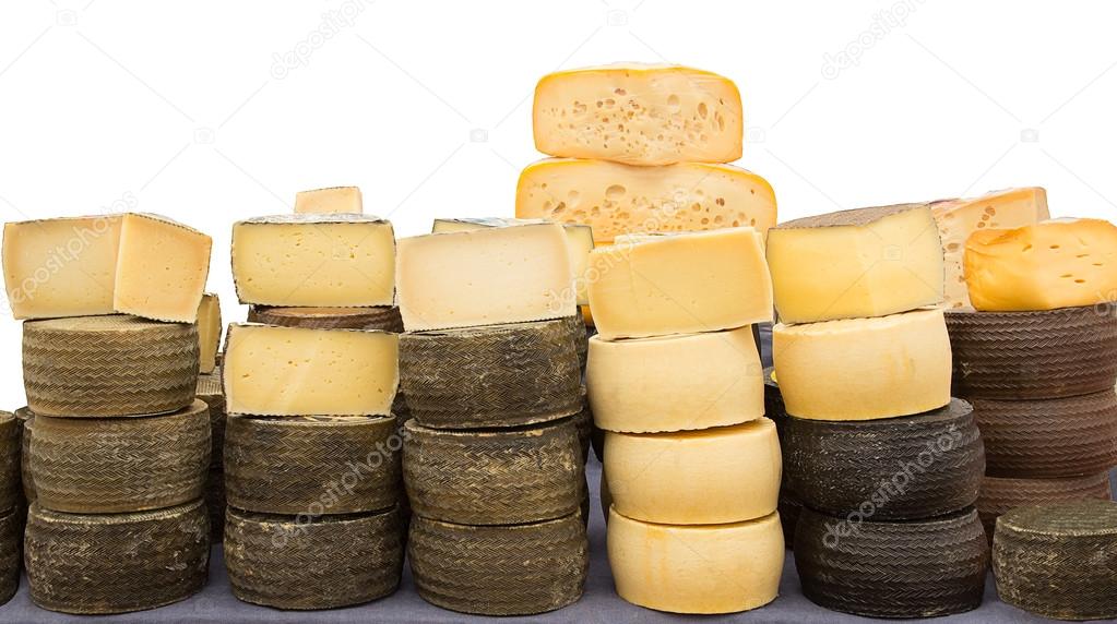 collection of cheeses.
