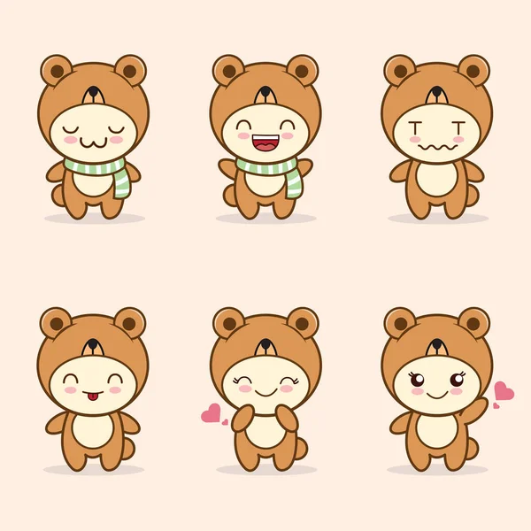 Cute Bear Different Poses — Stock Vector