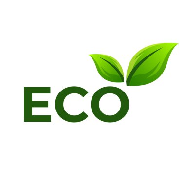 Yaprak ve doğa ikonlu yeşil eko logosu. vektör illüstrasyonu