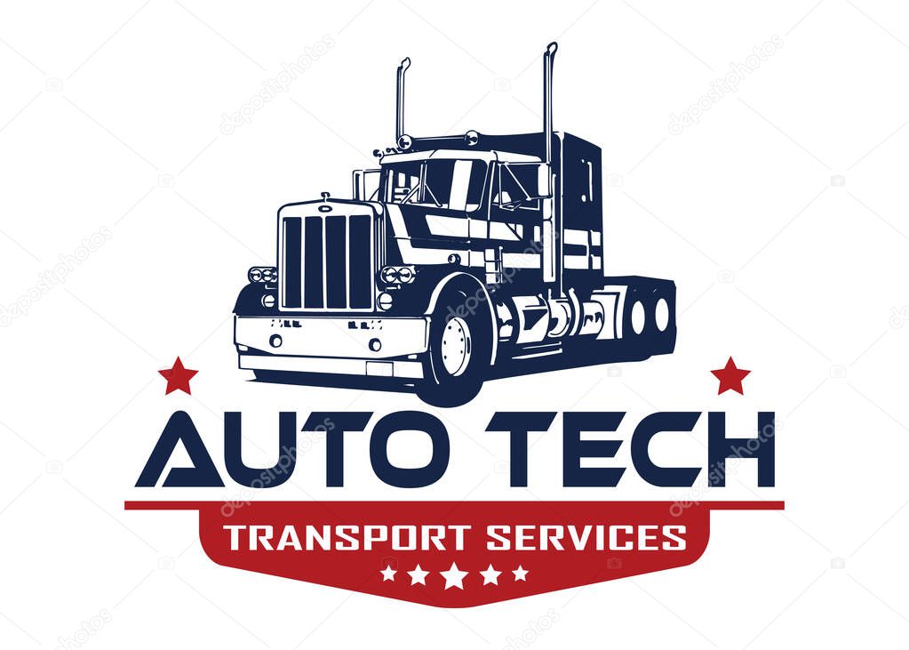 Vector illustration of a truck with a car