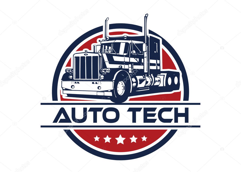 Vector illustration of a truck with a car