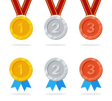 Kurdeleli ve ödüllü madalyalar. vektör illüstrasyonu