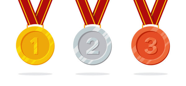 medal with medals and ribbons. vector illustration