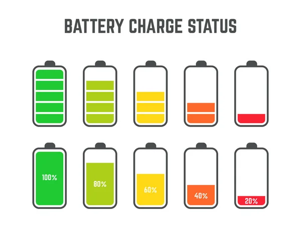 Batterieladung Status Level Set Sammlung — Stockvektor