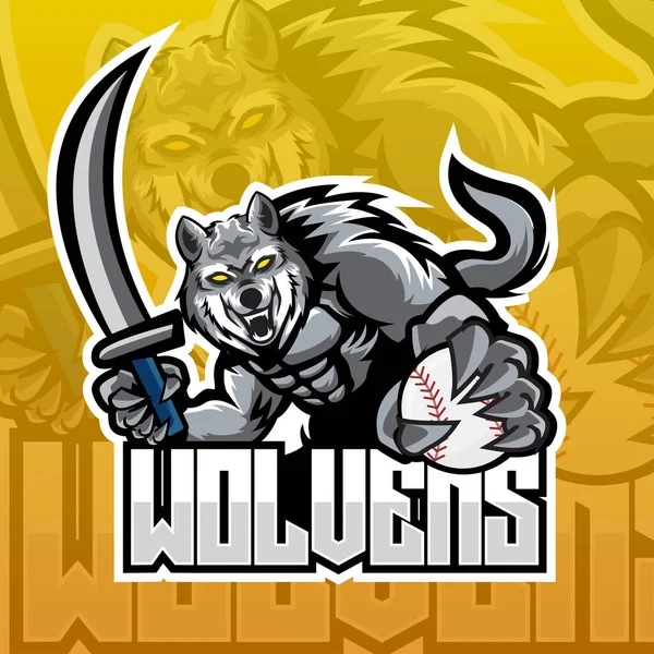 Ilustración Vectorial Una Mascota Lobo Con Tigre — Vector de stock