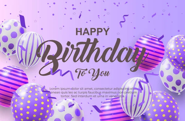 Happy Birthday Greeting Template Balloon — Stockový vektor