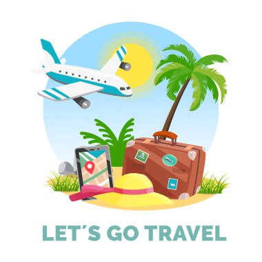 Çizgi film tarzında seyahat tatil tasarımı çizimi