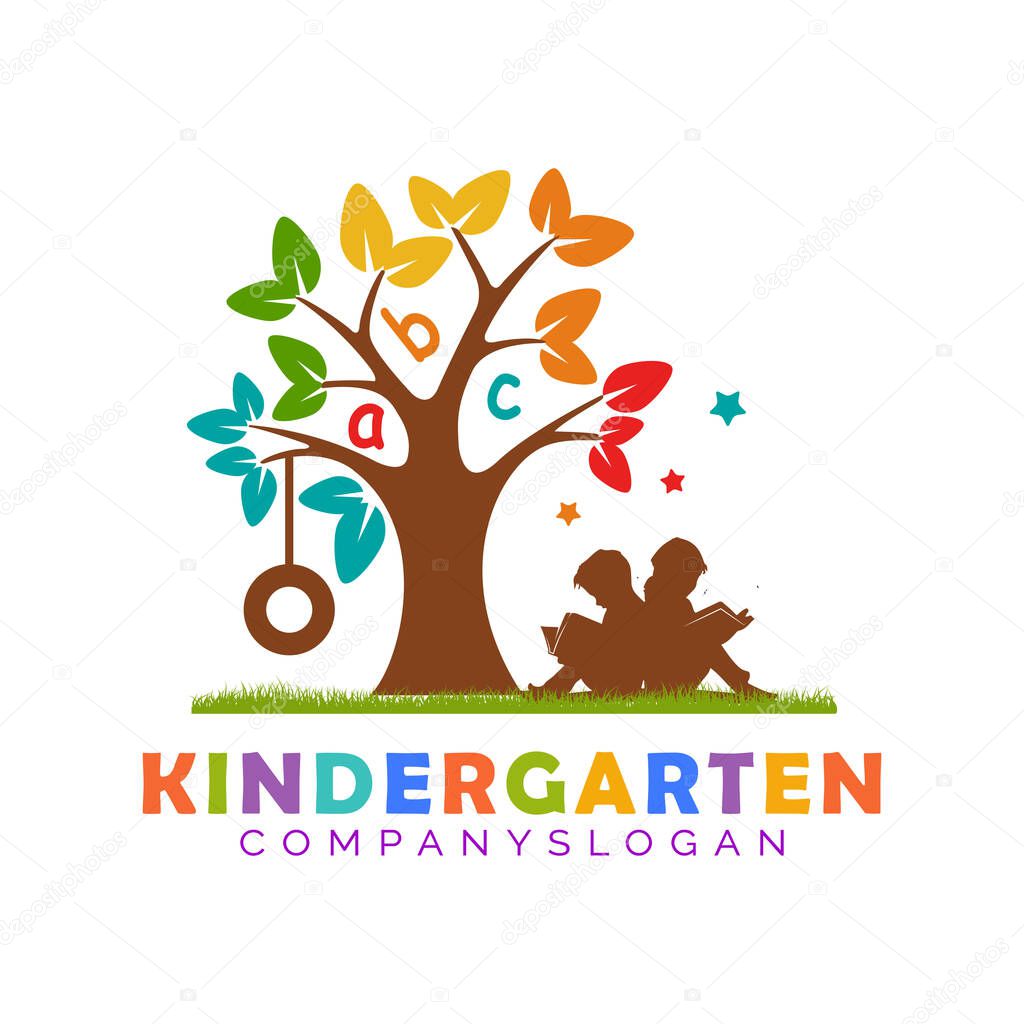 Kindergarten child school logo concept