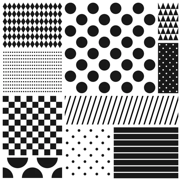 siyah-beyaz geometrik Dikişsiz desen seti