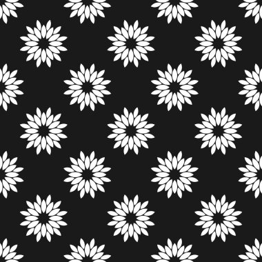 Siyah ve beyaz desensiz çiçek deseni