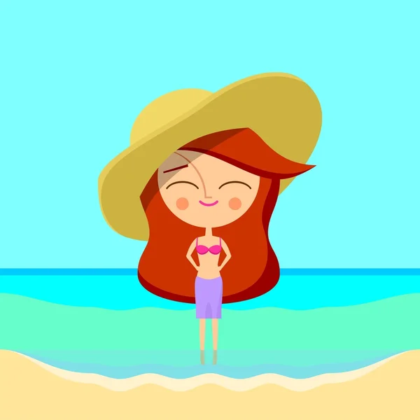Girl on the beach — Stock Vector